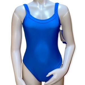together one piece low back cheeky Swim Suit- Blue Size 8
